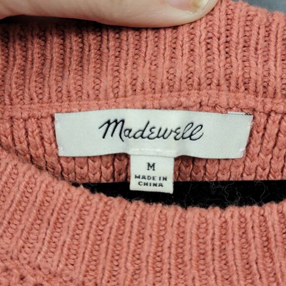 Madewell Textured Knit Cotton Blend Crewneck Pullover Sweater Dusty Pink - Picture 5 of 10